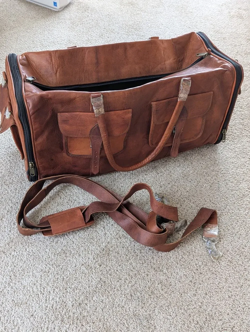 Large Leather Duffle Bag for Men, Travel